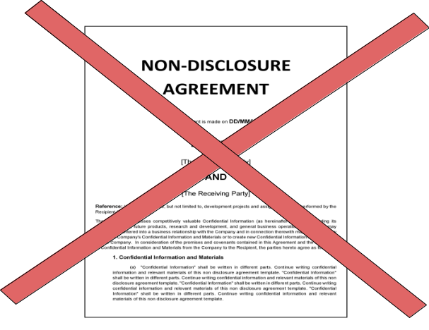 A non-disclosure agreement, crossed out.